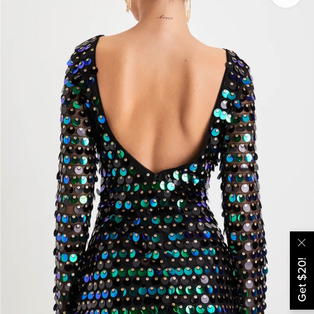 NWT Lulus Sequin Embellished Dress - Black and Green - Picture 3 of 5